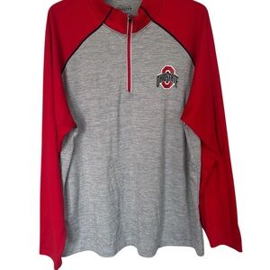 Varsity Gray and Red Quarter-Zip Pullover